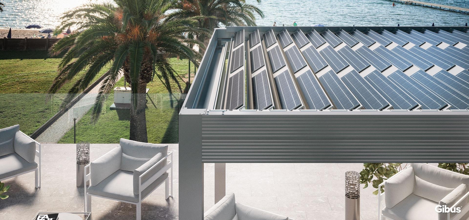 Pergola avec panneaux photovolta&iuml;ques