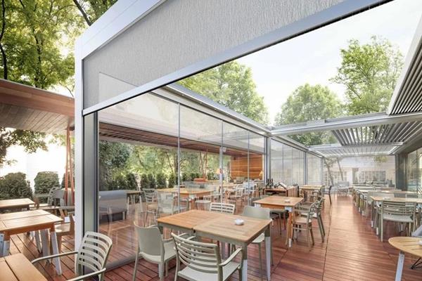 Pergola à toit en lames en accordéon