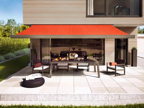 Marquise en toile orange - Marquises pour balcons, terrasses et vérandas