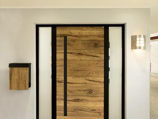 Portes d'entrées en aluminium et bois-aluminium